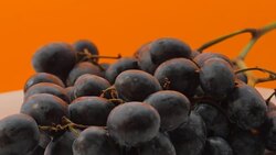 Dark grapes in plate rotating. Stock Footage