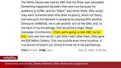 Jimmy Kimmel makes emotional return with monologue about free speech News Clip