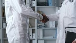 Unrecognizable Doctors Shaking Hands at Meeting Stock Footage