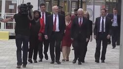 Jeremy Corbyn arrives for Labour party conference speech Stock Footage