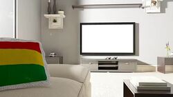 Couch and TV With Flag of Bolivia Stock Footage