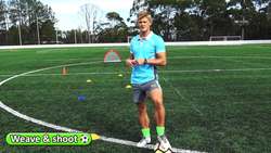 Relay drill: Dribbling › Weave & shoot | Soccer skills in PE (grade K-6) Instructional Video