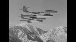 New US Army Northrop F-89D "Scorpion" jet interceptor airplanes flying over California News Clip