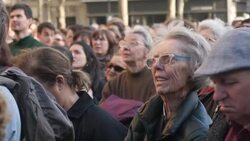 People gather outside The Church of Saint Sulpice in Paris News Clip