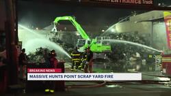 Massive scrapyard fire fills Hunts Point sky with smoke; no injuries reported News Clip