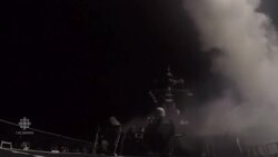 Tomahawk missiles fired from U.S. warship in the Mediterranean Sea News Clip