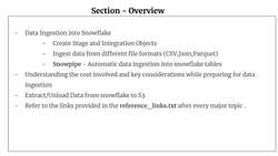 Snowflake - Build and Architect Data Pipelines Using AWS - Section Overview - Snowflake – Data Loading/Ingestion and Extraction Instructional Video