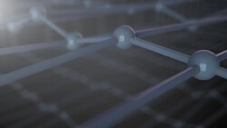 3d illustration of molecular grid, atoms connected in crystal lattice, close up view Stock Footage