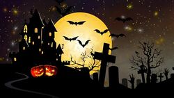 Halloween Night Animation - Haunted House - Pumpkin - 4K Stock Footage