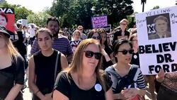 Protesters Demonstrate Against President Trump's Supreme Court Nominee Brett Kavanaugh At The Supreme Court Stock Footage