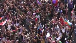 CLEAN : Chileans sign A Rapist in Your Path during Women's Day protest News Clip