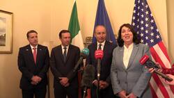 Martin welcomes US congressmen to Dublin ahead of US college American football game News Clip