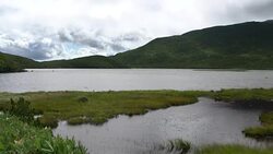 Panoramic view of Lake Rausu, Shiretoko National Park in Hokkaido Stock Footage
