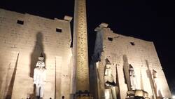 Egypt, Luxor - Temple of Luxor - Pylon of Ramesses II Stock Footage