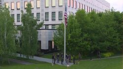CLEAN : United States flag raised once again at embassy in Kyiv News Clip