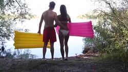 Relaxing at a lake in Germany Stock Footage