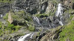 View waterfall scenes in mountains, national park Dombai, Caucasus, Russia Stock Footage