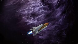 Nebula and spaceship in space Stock Footage
