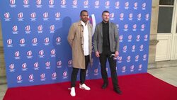 CLEAN : Rugby players, French stars arrive for 2023 Rugby World Cup draw News Clip