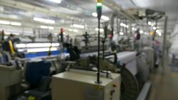 Textile factory with blurry background Stock Footage