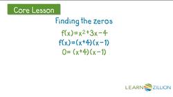 Finding Zeros of a Quadratic Function by Factoring Instructional Video