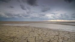 Storm clouds moving in over the Wadden sandflats in the Dutch Waddensea region in the North of The Netherlands. Stock Footage
