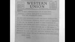 Frank Buck telegram to Philadelphia Mayor J. Hampton Moore; dog nurses lion cubs and pups News Clip