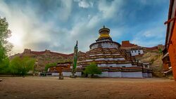 4k Timelapse Moving Cloud of Palcho Monastery in Gyantse, Tibet, China Stock Footage