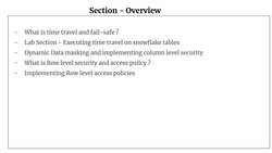 Snowflake - Build and Architect Data Pipelines Using AWS - Section Overview - Snowflake – Data Protection and Governance Instructional Video