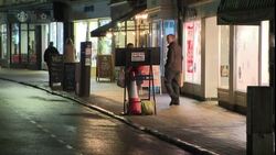 Quiet Stratford on Avon high street with Christmas lights News Clip