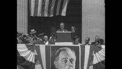 Hoover and Roosevelt discuss their respective platforms during their 1932 presidential campaigns News Clip