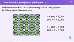 Scale known multiplication facts by 100 Instructional Video