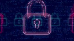 Cyber security background with padlock Stock Footage