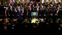 George Bush sways vigorously at Dallas memorial News Clip