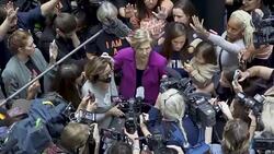 Senator Elizabeth Warren during ANTI–Brett Kavanaugh protest - Washington DC Stock Footage