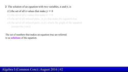 Regents Exam: Algebra I August 2016 (Problem 2 of 37) Instructional Video