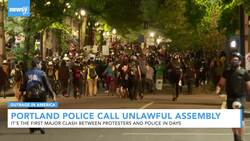 Portland Police Declare Unlawful Assembly Outside Police Precinct News Clip