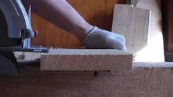 Caucasian man working with circular saw in carpenters workshop Stock Footage
