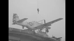 US F-51 fighter planes for Korean War are loaded onto aircraft carrier in Alameda, CA News Clip