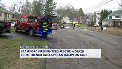 Stamford firefighters rescue trapped construction worker News Clip