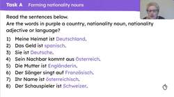 Länder, Sprachen, Nationalitäten: nationality, 'sein', present tense weak verbs Instructional Video
