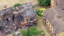 Aerial views of Bedford gas explosion News Clip