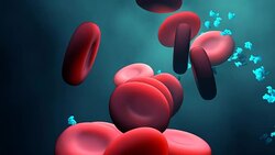 Universal blood , red blood cells with enzyme in motion Stock Footage