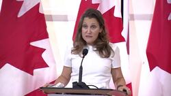 Freeland discusses testing policy for people travelling between Canada and U.S. News Clip