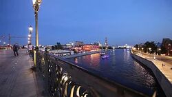 View of the Kremlin and Moskva River, Moscow, Russia--the most popular view of Moscow Stock Footage