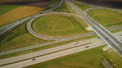 highway road interchange (aerial) Stock Footage