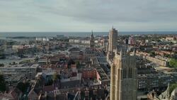 Scenic Drone Journey Over Dunkirk's WWII Shores Stock Footage