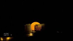 Supermoon shines over ancient Greek temple News Clip