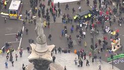 Aerial views of Extinction Rebellion protests in Trafalgar Square News Clip