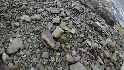 Mountain climbing, walking, hiking in low-visibility, Black Cuillin, Isle of Skye Stock Footage